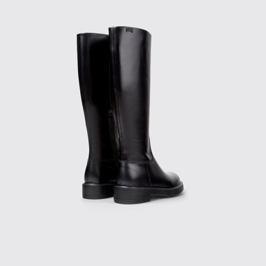 Back view of Dean Black Leather High Boots for Women.