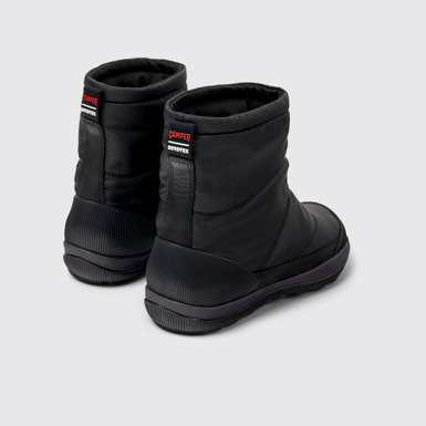 Back view of Peu Pista Black Textile and Leather Boots for Women
