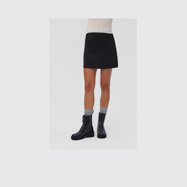Milah Black Leather Mid Boots for Women.