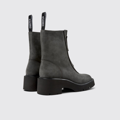 Back view of Milah Gray Nubuck Mid Boots for Women.