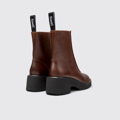 Back view of Milah Brown Leather Mid Boots for Women.