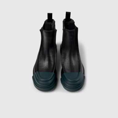 Overhead view of Junction Black leather chelsea boots for women