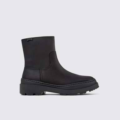 Side view of Brutus Trek Black nubuck boots for women