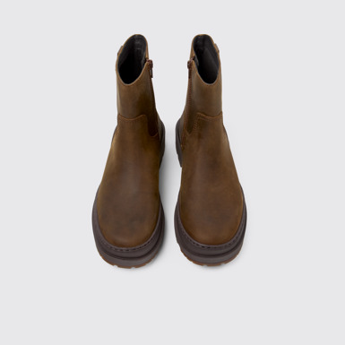 Overhead view of Brutus Trek Brown nubuck boots for women