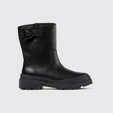 Side view of Brutus Trek Black nubuck boots for women