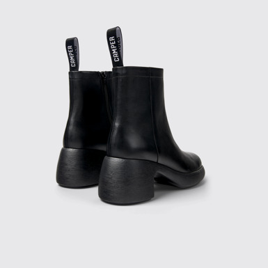 Back view of Thelma II Black Leather Ankle Boots for Women.