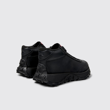Back view of Drift Trail Black Leather Sneaker Booties for Women.
