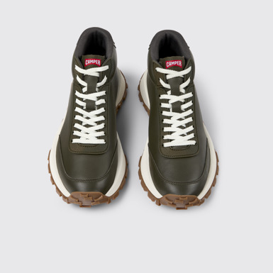 Overhead view of Drift Trail VIBRAM Green leather sneakers for women