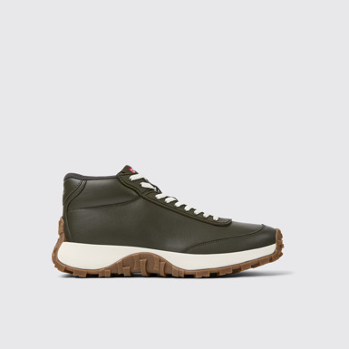 Side view of Drift Trail VIBRAM Green leather sneakers for women
