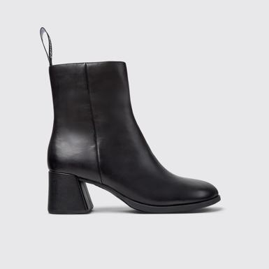 Side view of Kora Black Leather Mid Boots for Women.