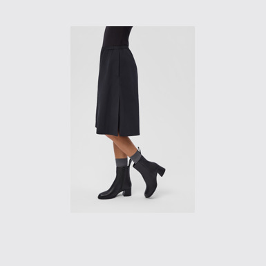 Kora Black Leather Mid Boots for Women.