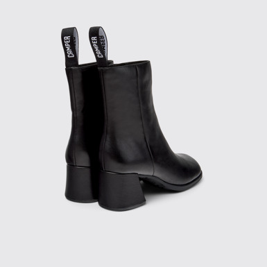 Back view of Kora Black Leather Mid Boots for Women.