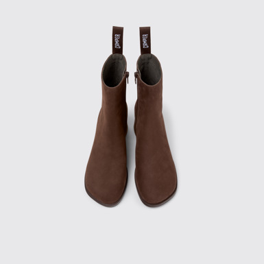 Overhead view of Kora Brown Nubuck Mid Boots for Women.