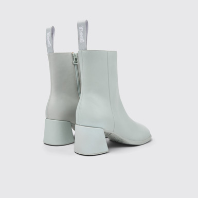 Back view of Kora Gray Leather Mid Boots for Women.