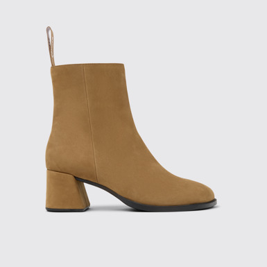 Side view of Kora Brown Nubuck Mid Boots for Women.