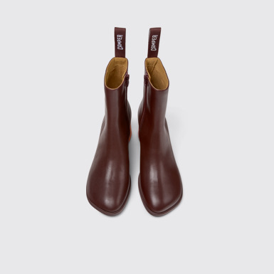 Twins Botas de media caña de piel burdeos para mujer.