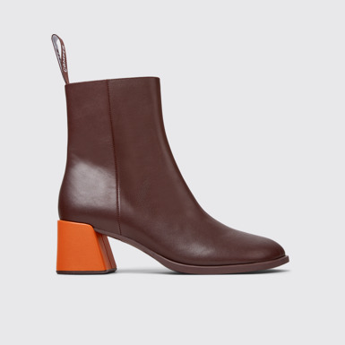 Twins Botas de media caña de piel burdeos para mujer.