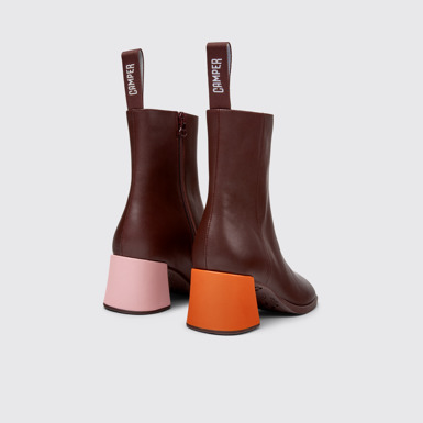 Back view of Twins Burgundy Leather Mid Boots for Women.