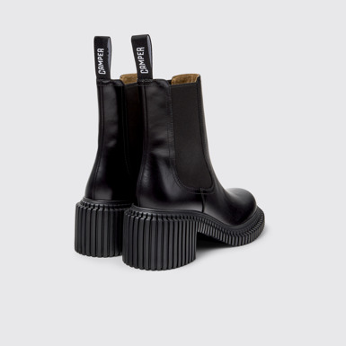 Back view of Pix London Black Leather Mid Boots for Women.