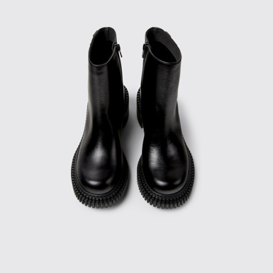 Pix London Botas de media caña de piel negra para mujer.