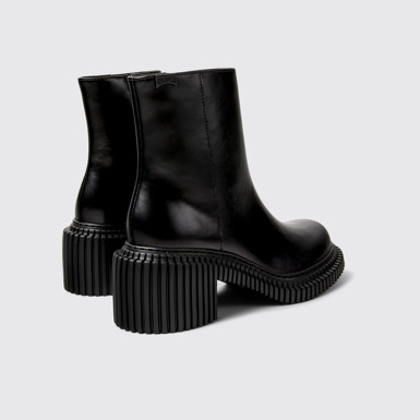 Back view of Pix London Black Leather Mid Boots for Women.