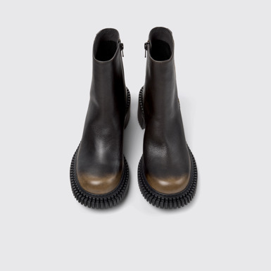Overhead view of Pix London Black Leather Mid Boots for Women.