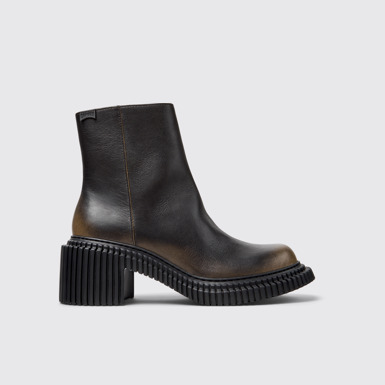 Side view of Pix London Black Leather Mid Boots for Women.