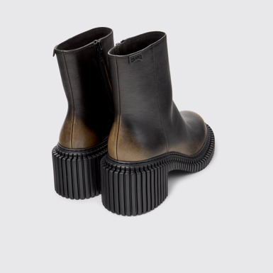 Back view of Pix London Black Leather Mid Boots for Women.