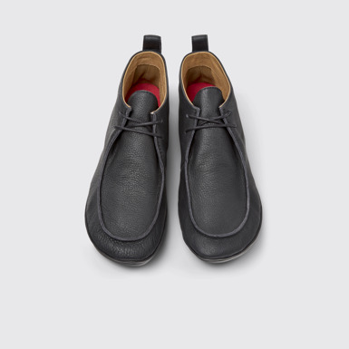Overhead view of Right Nina Black Leather Ankle Boots for Women.