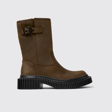 Pix Berlin Bottes mi-hautes en nubuck marron pour femme.