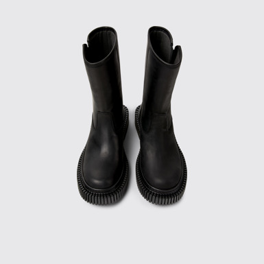 Overhead view of Pix Berlin Black Nubuck Mid Boots for Women.