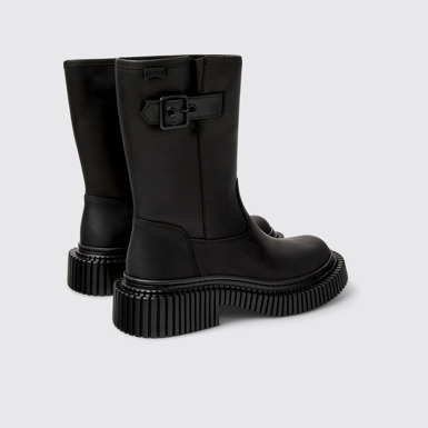 Back view of Pix Berlin Black Nubuck Mid Boots for Women.