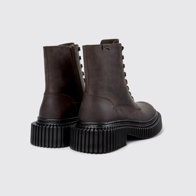 Back view of Pix Berlin Brown Nubuck Mid Boots for Women.
