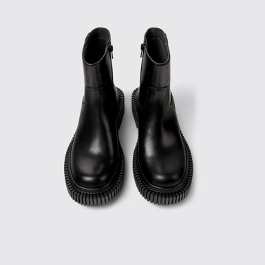 Overhead view of Pix Berlin Black Leather Mid Boots for Women.