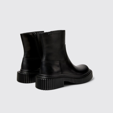 Back view of Pix Berlin Black Leather Mid Boots for Women.