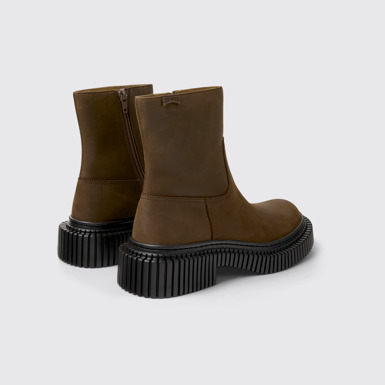 Back view of Pix Berlin Brown Nubuck Mid Boots for Women.