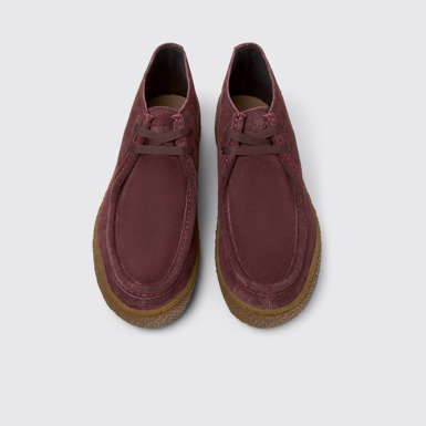 Overhead view of Peu Terreno Burgundy Nubuck Ankle Boots for Women.