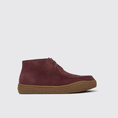 Side view of Peu Terreno Burgundy Nubuck Ankle Boots for Women.