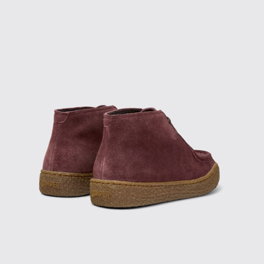 Back view of Peu Terreno Burgundy Nubuck Ankle Boots for Women.
