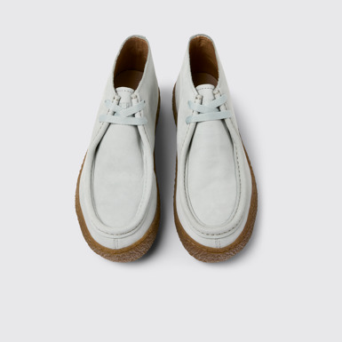 Overhead view of Peu Terreno Gray Nubuck Ankle Boots for Women.