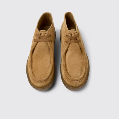 Overhead view of Peu Terreno Brown Nubuck Ankle Boots for Women.