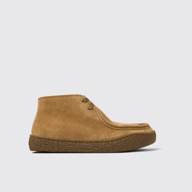 Side view of Peu Terreno Brown Nubuck Ankle Boots for Women.