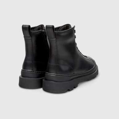 Back view of Brutus+ Black Leather Mid Boots for Women.