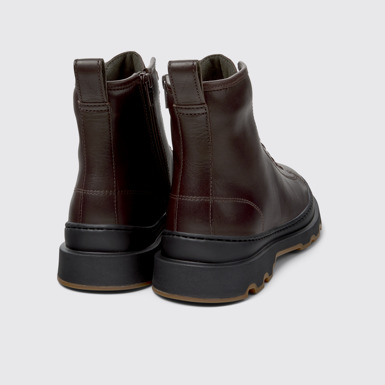 Back view of Brutus+ Brown Leather Mid Boots for Women.