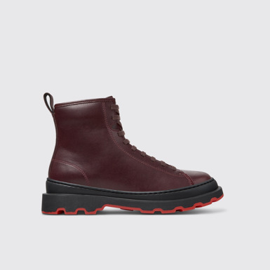 Brutus+ Botas de media caña de piel burdeos para mujer.