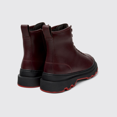 Back view of Brutus+ Burgundy Leather Mid Boots for Women.