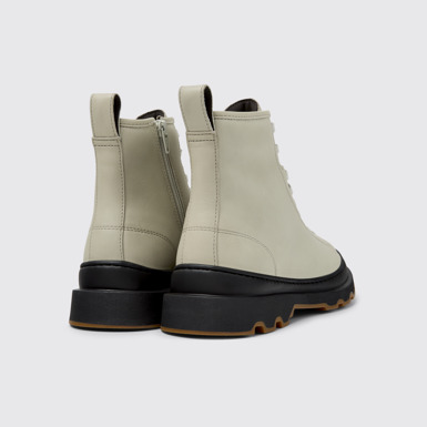 Back view of Brutus+ Gray Leather Mid Boots for Women.