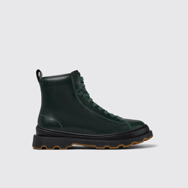 Side view of Brutus+ Green Leather Mid Boots for Women.