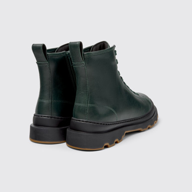 Back view of Brutus+ Green Leather Mid Boots for Women.