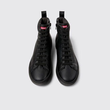 Overhead view of Peu Touring Black Leather Mid Boots for Women.